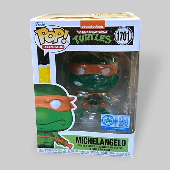 Funko POP! TMNT Michelangelo Translucent Green Exclusive #1701! - Picture 3 of 8